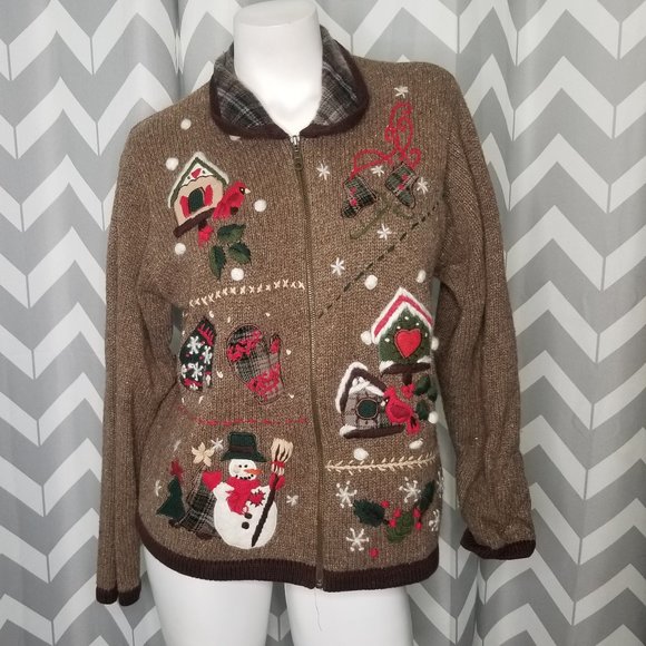 zip up christmas sweater